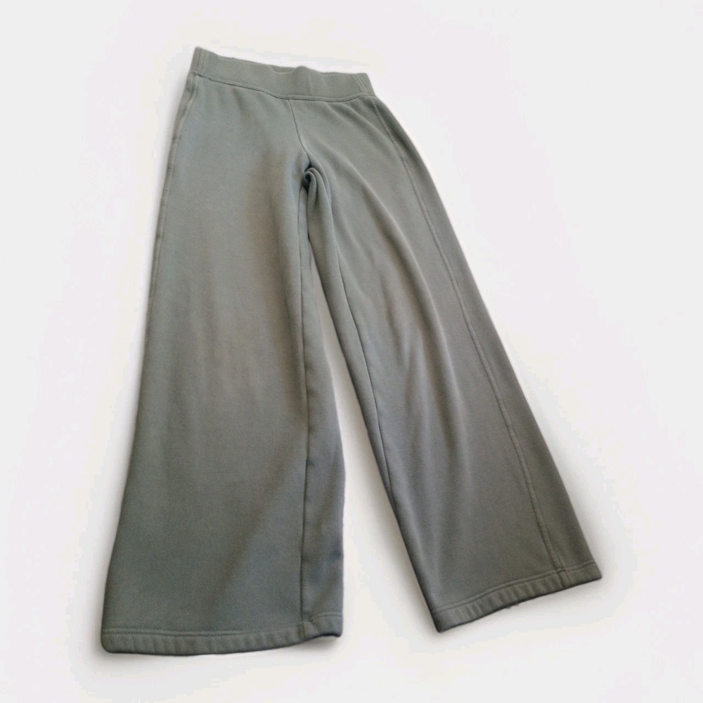 Lands End Serious Sweats Wide Leg Womens Size XS Green Athleisure Lounge